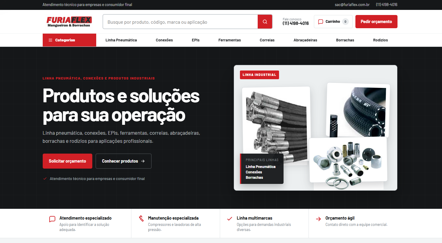 Página inicial do site Fúria Flex
